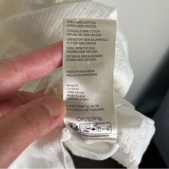 By Anthropologie Mini Tiered Baydoll Dress Size 1X White Square-Neck Puff Sleeve - Picture 10 of 12